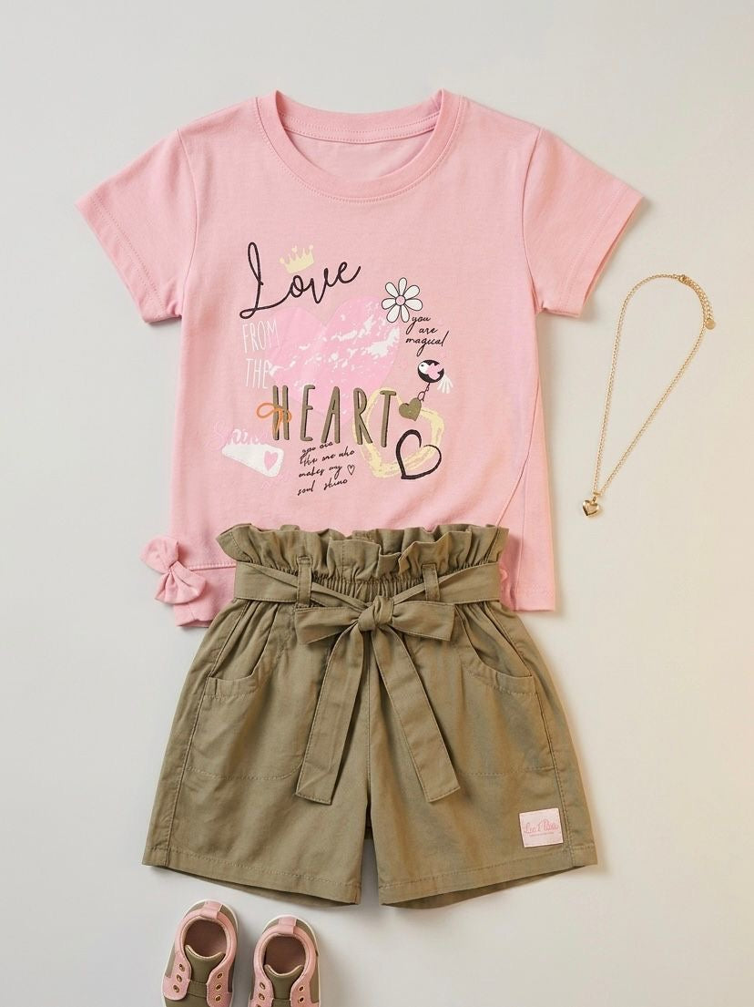 Ensemble Fille T-shirt Imprimé + Short Paperbag — 1-5 ans
