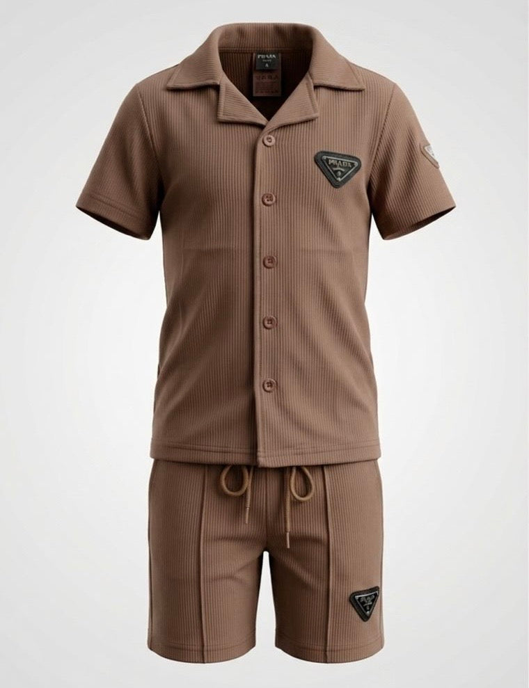 Ensemble Garçon PRADA Chemise + Short Style Luxe — 4-12 ans