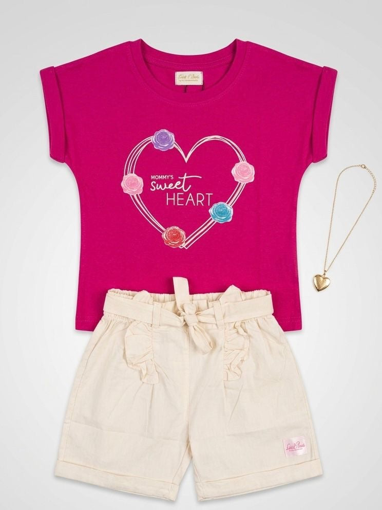 Ensemble Fille T-shirt Imprimé + Short Paperbag — 1-5 ans