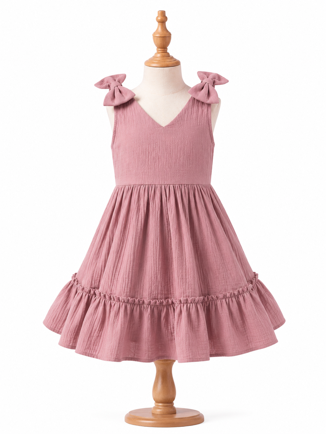 Robe Élégante Fille à Nœuds — Gaze Coton 12M-12 ans