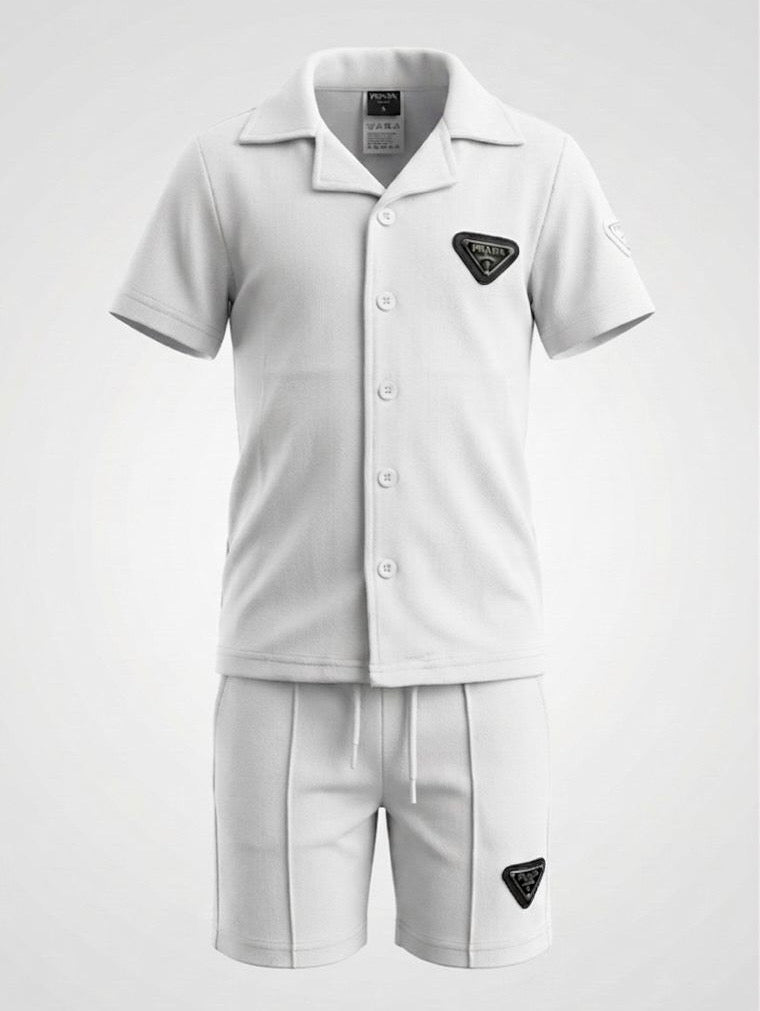 Ensemble Garçon PRADA Chemise + Short Style Luxe — 4-12 ans